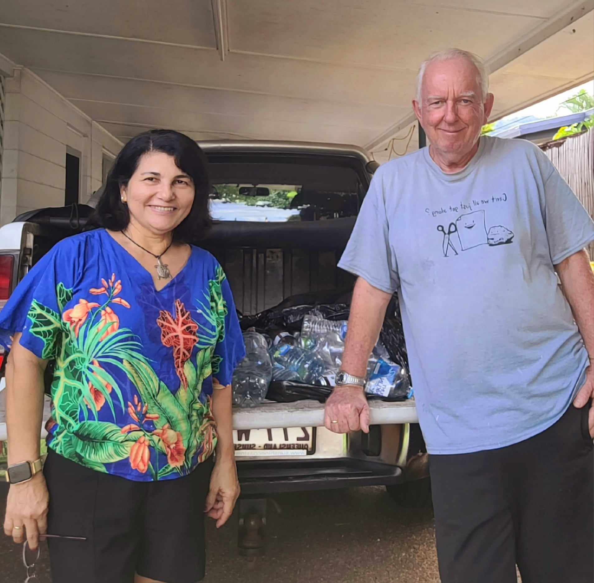 Delma Albuquerque and Adrew Smart are recycling rubbish to support refugees 