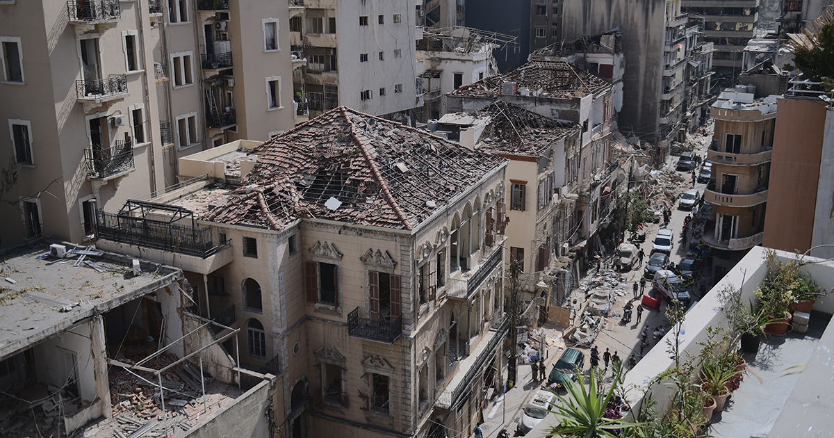 damaged buildings from the Beirut explosion