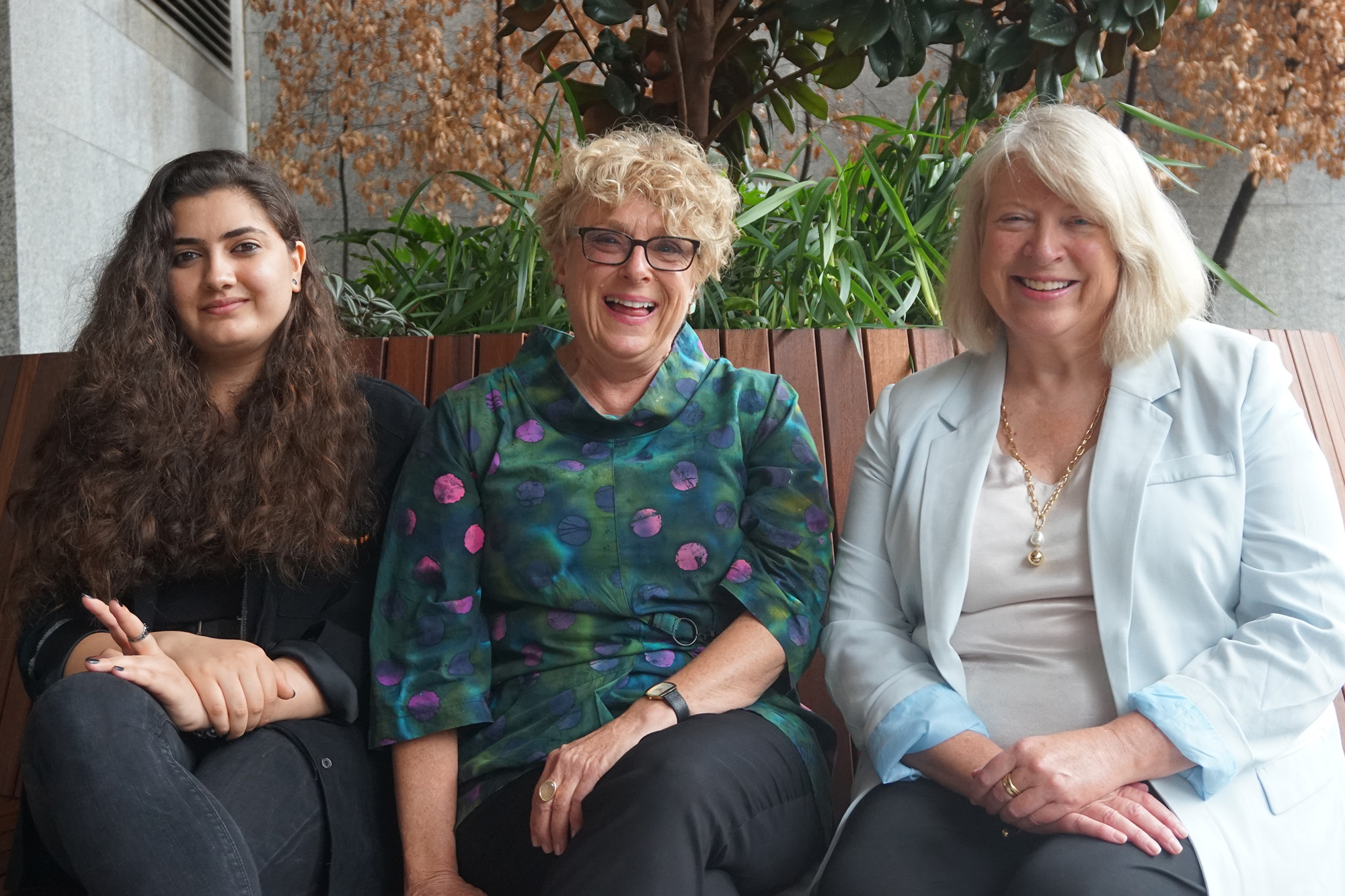 Joelle Sanounou, with Francesca Beddie and Australia for UNHCR National Director Naomi Steer