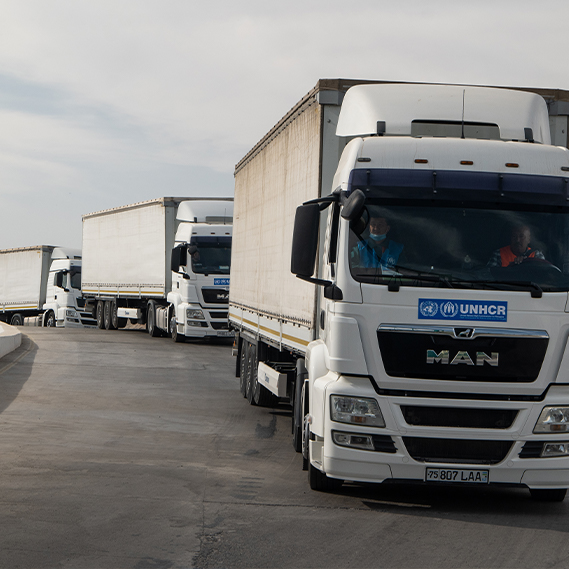 Truck convoy deliver humanitarian aid to Afghanistan