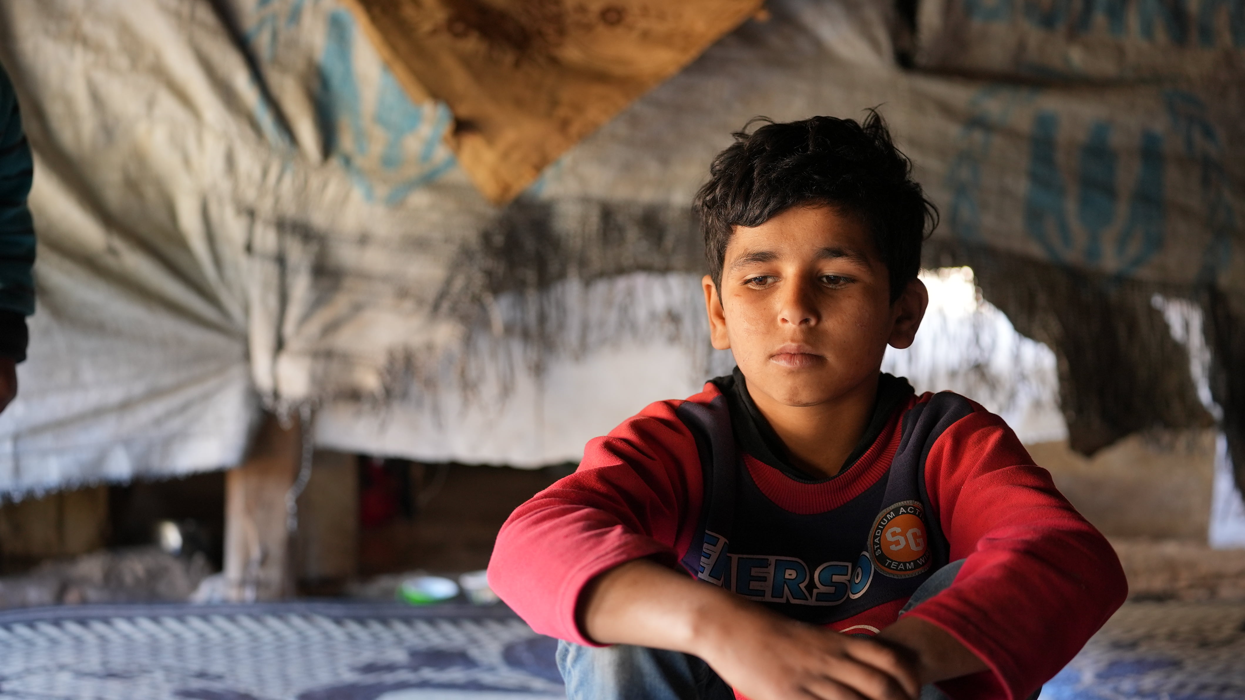 Lebanon. Born In Lebanon Azzam Is Now 13 Years Old, Living In A Tent, Dreams Of Living In A House. 