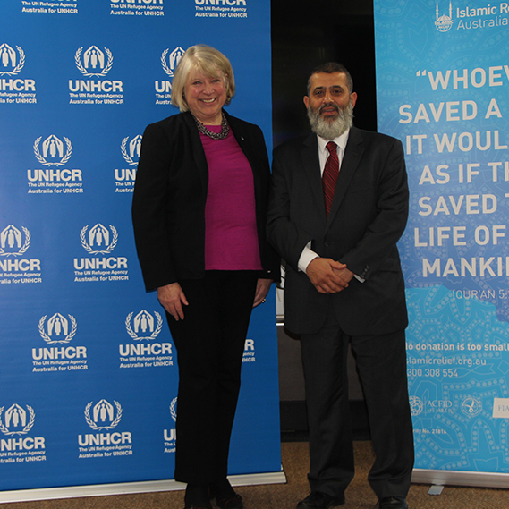 Australia for UNHCR National Director Naomi Steer and Islamic Relief Australia Chief Executive Officer Walid Ali