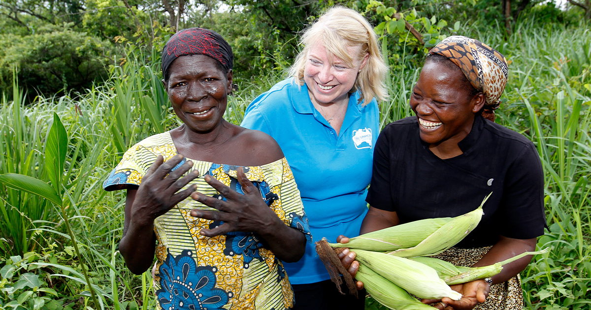Australia for UNHCR National Director Naomi Steer with Sister Angelique Namaika and a Congolese woman