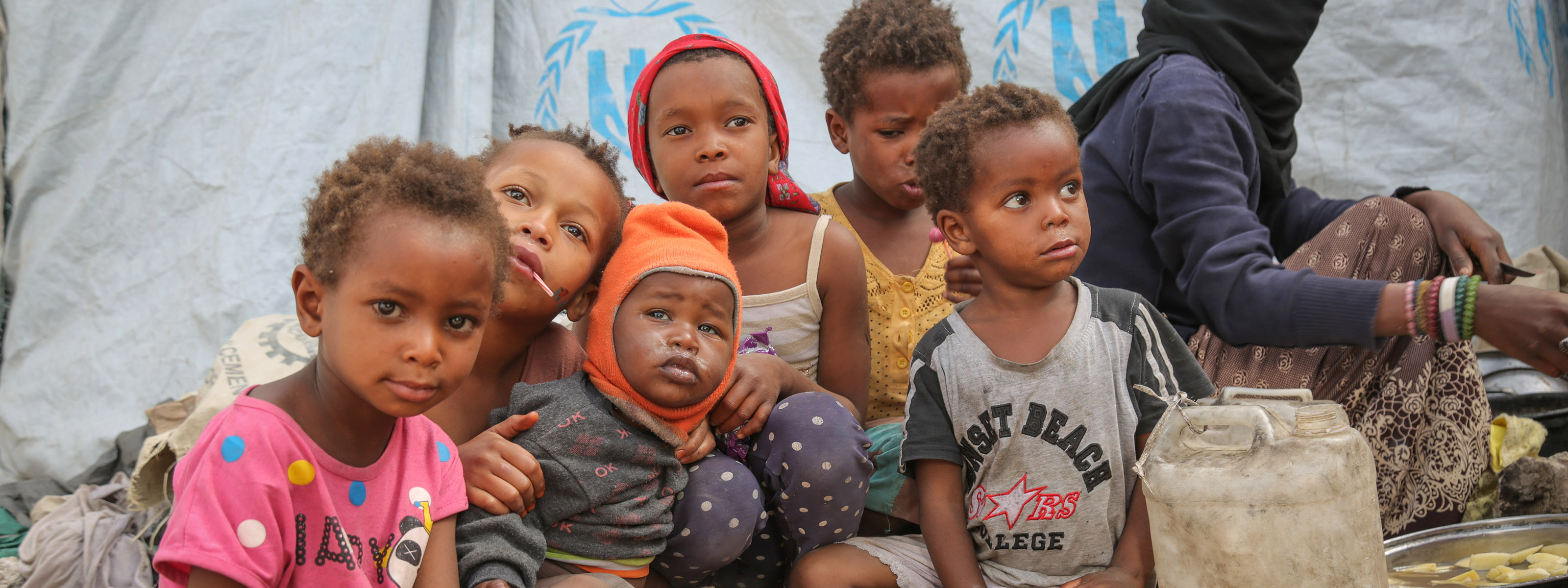Displaced children in one of the hosting sites in Sana'a. @UNHCR/ Ahmed Haleen