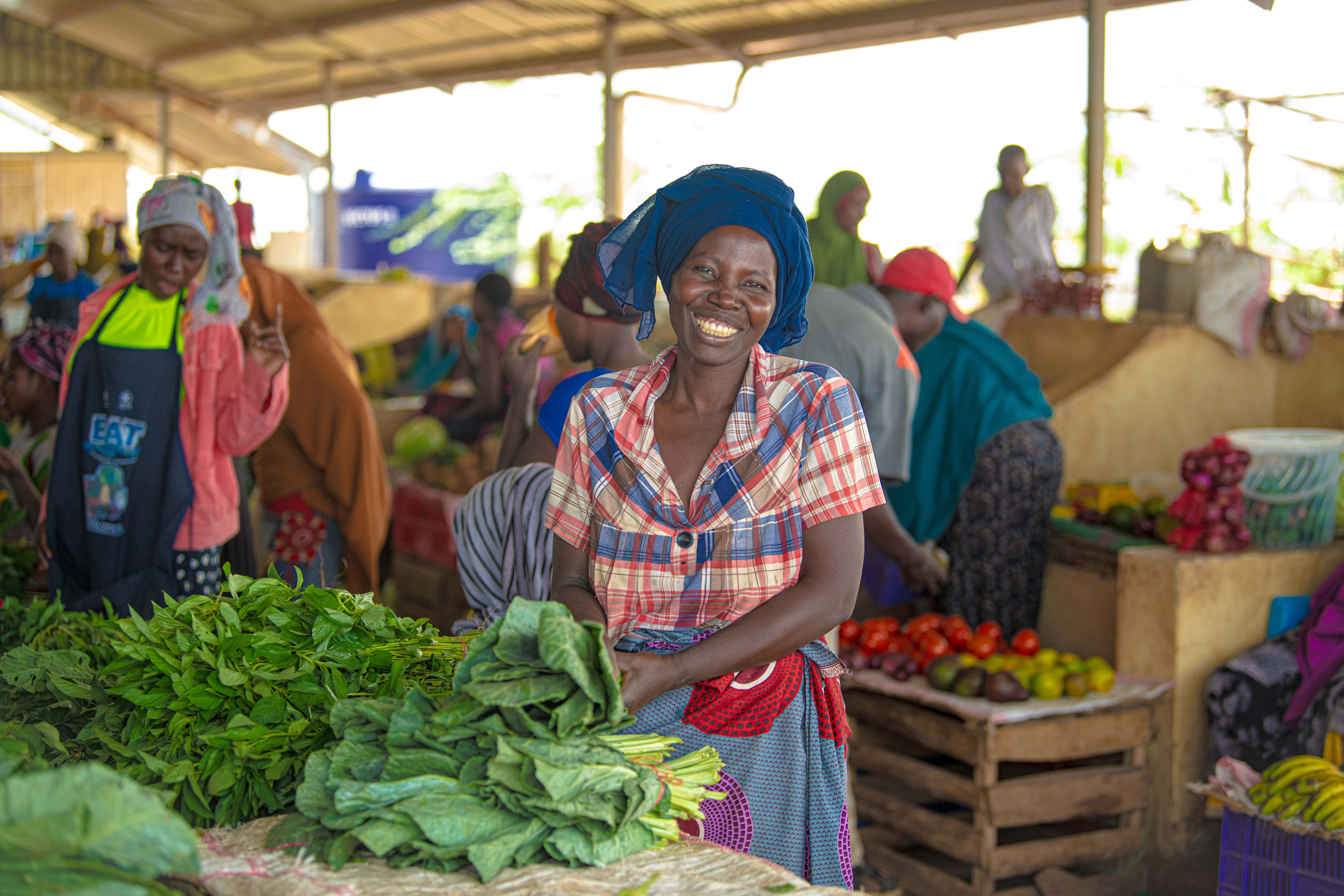 Serafina own a vegetable stand at the Kalobeyei Market. For the past three years, she has been selling vegetables. To adequately boost private sector engagement and promote self-reliance of refugee and host communities, UNHCR is collaborating with partners to create market spaces and provide grants to entrepreneurs to help them expand their businesses.