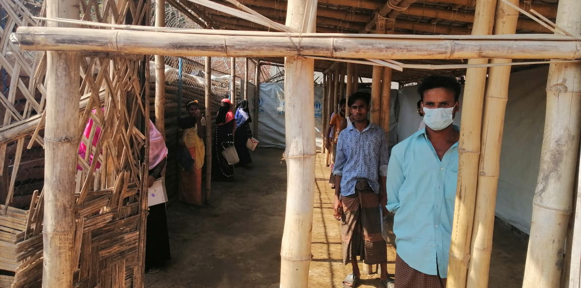 Social distancing in Kutupalong refugee camp in Bangladesh as first cases of COVID-19 detected